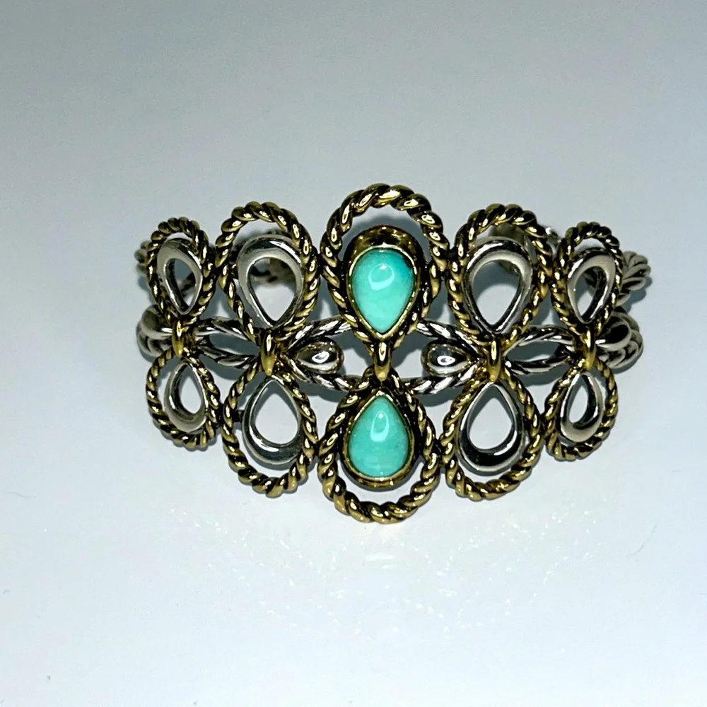 NWOT Carolyn Pollack American West Sterling Silver Brass Turquoise Bracelet Boho